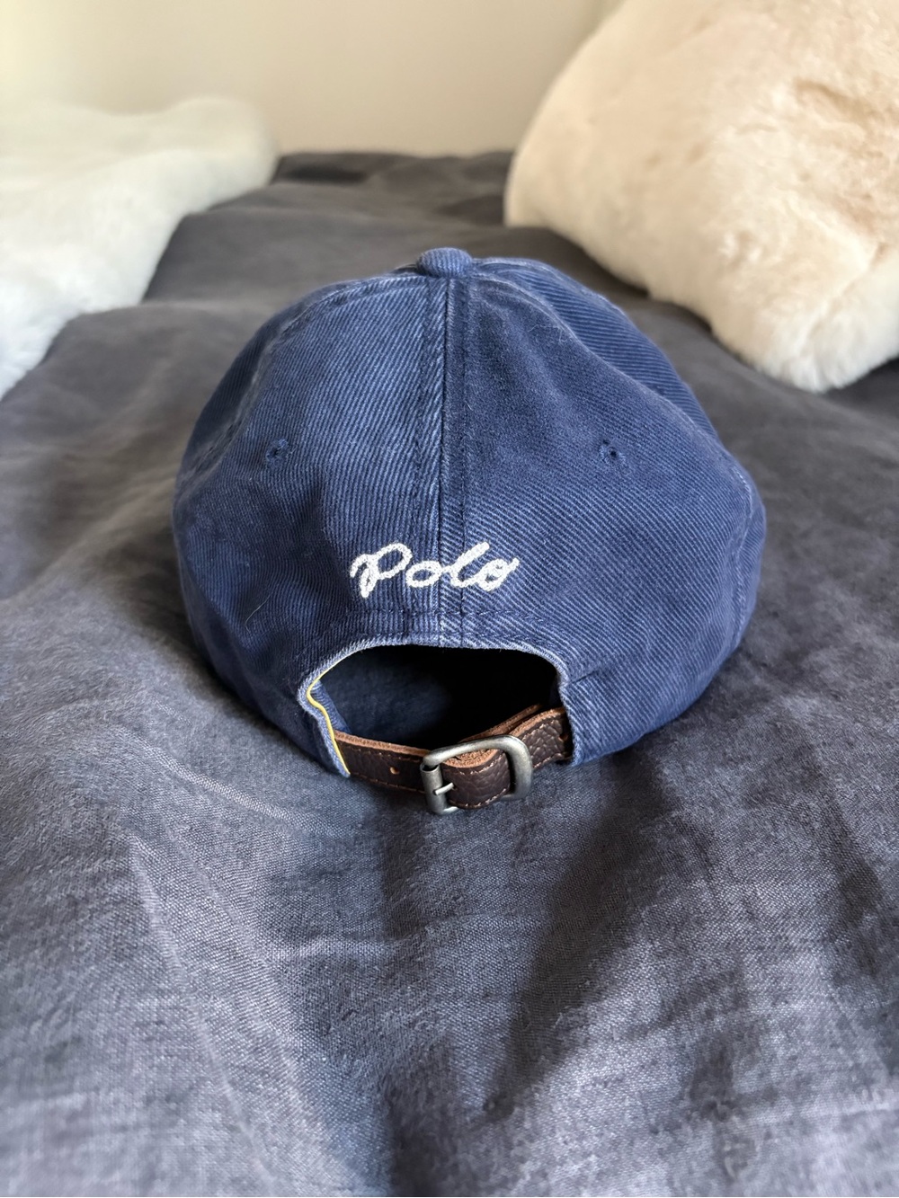 Ralph Script Baseball Cap in Navy with Yellow Logo - Picture 4 of 8